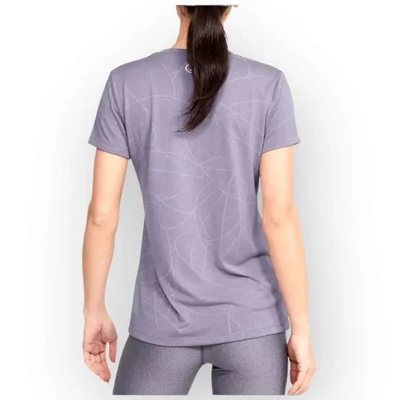 Under Armour Women's Tech V-neck Marble Jacquard Top - Purple Haze Extra Small - Picture 3 of 7